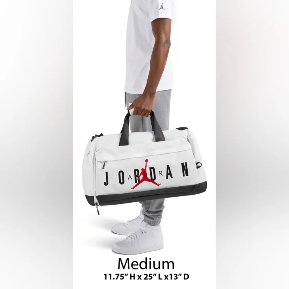 Air Jordan White Duffel Bag, Sz MEDIUM.